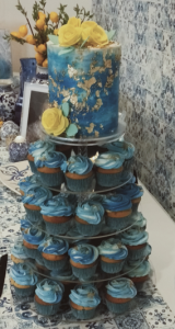 Blue cupcake tower