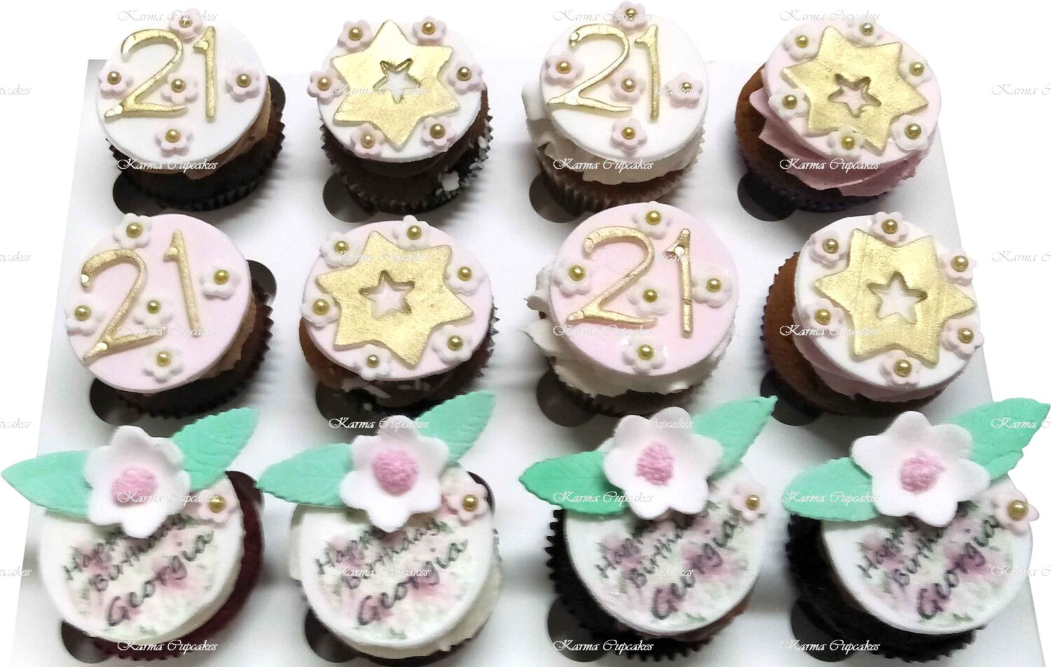 21st birthday sugar disks cupcakes