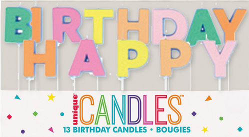 Happy Birthday Candles Mixed Colours