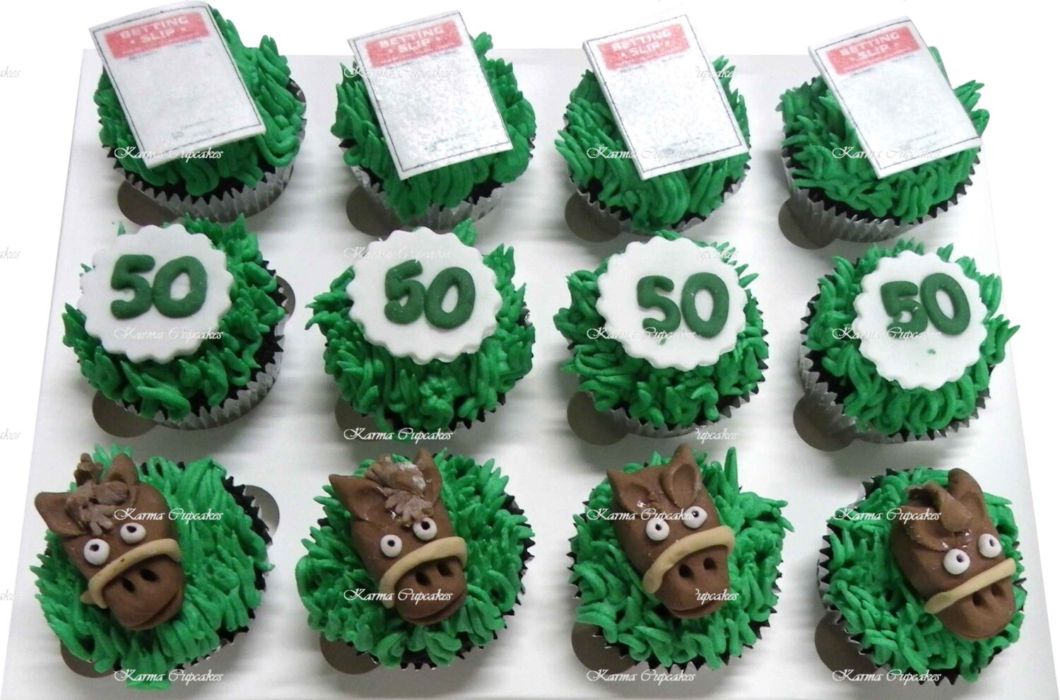 50th birthday horse racing cupcakes