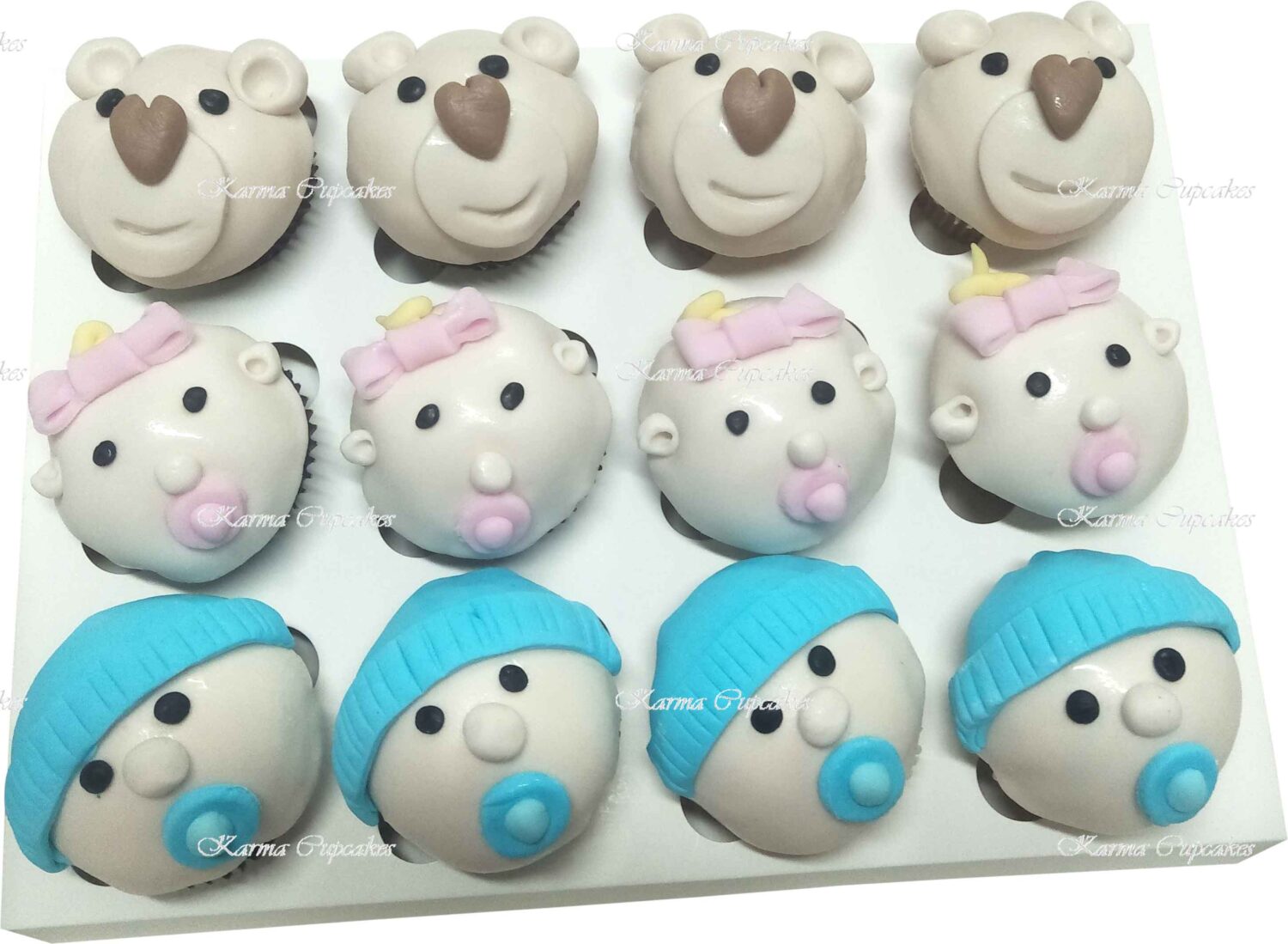 Fondant Iced Baby Shower Cupcakes