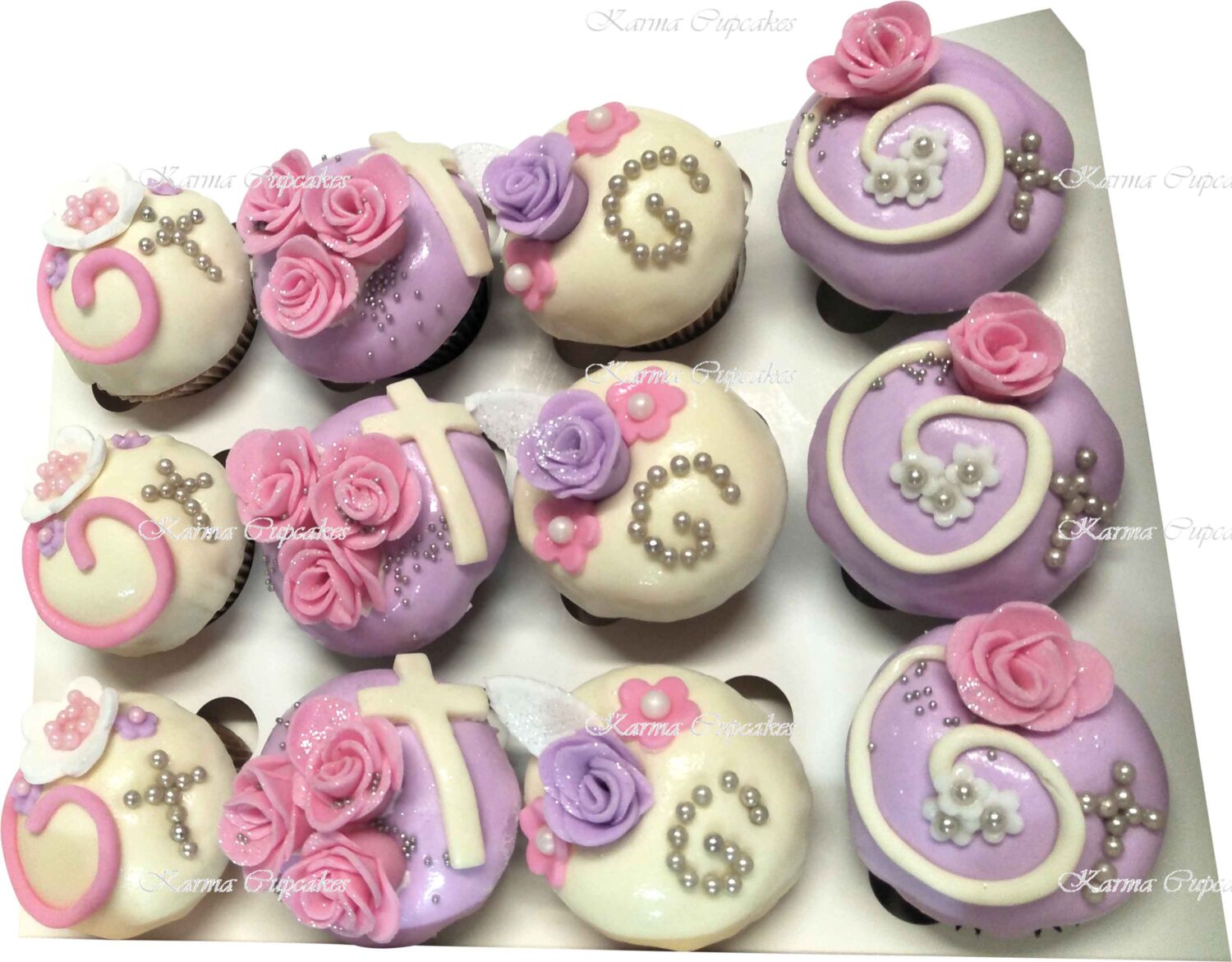 Pastel Baptism or Christening Cupcakes