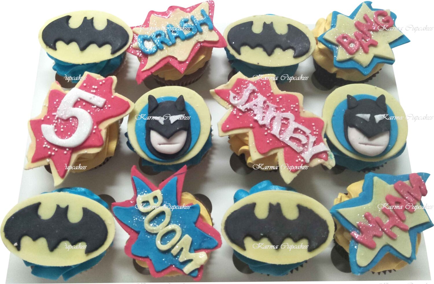 Batman Batfight Words Birthday Cupcakes