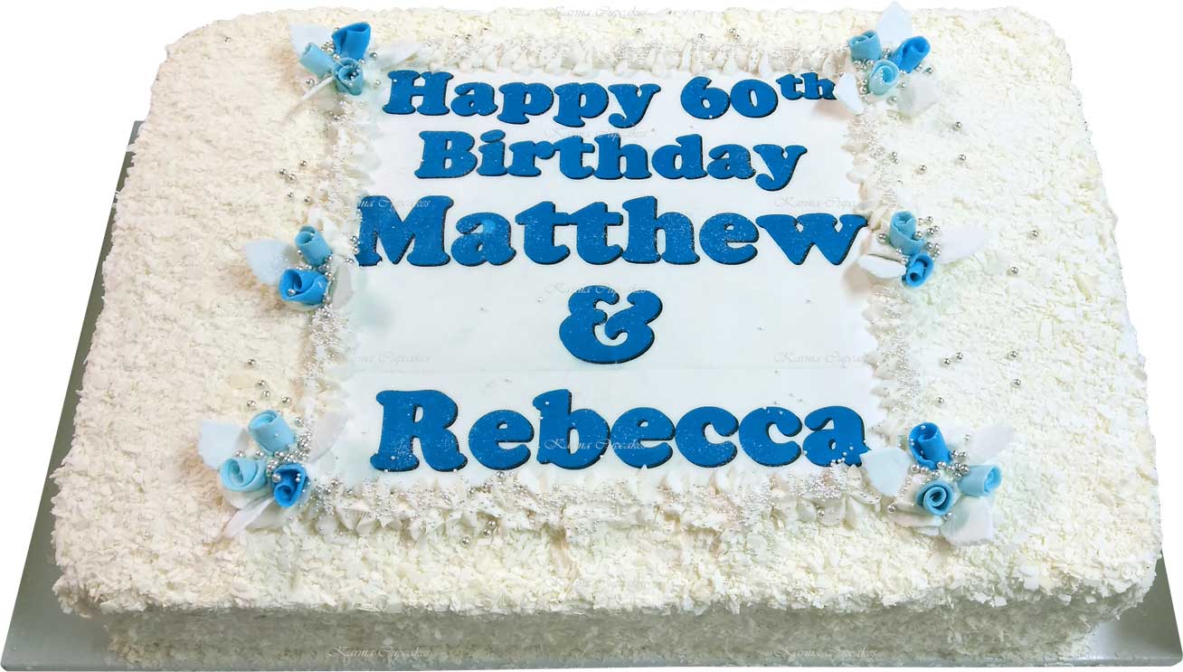 Edible Image Quarter Slab Cake with White Chocolate Flakes or buttercream iced