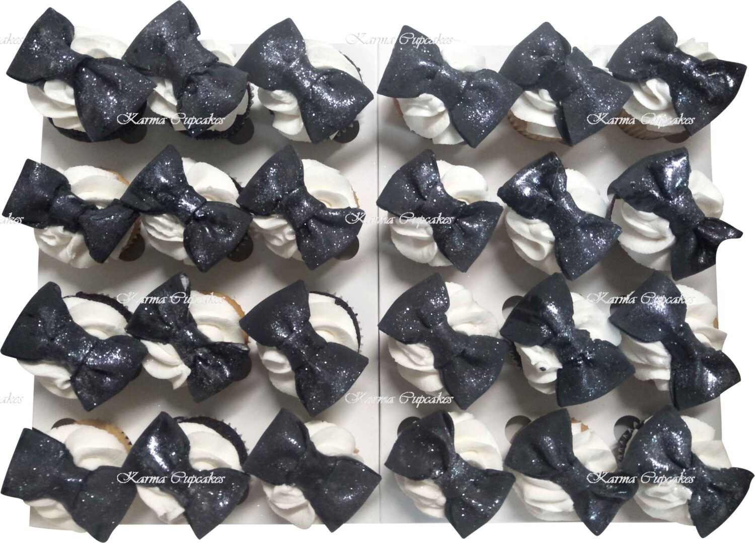 Black bow tie mini cupcakes ( or choose your colour)