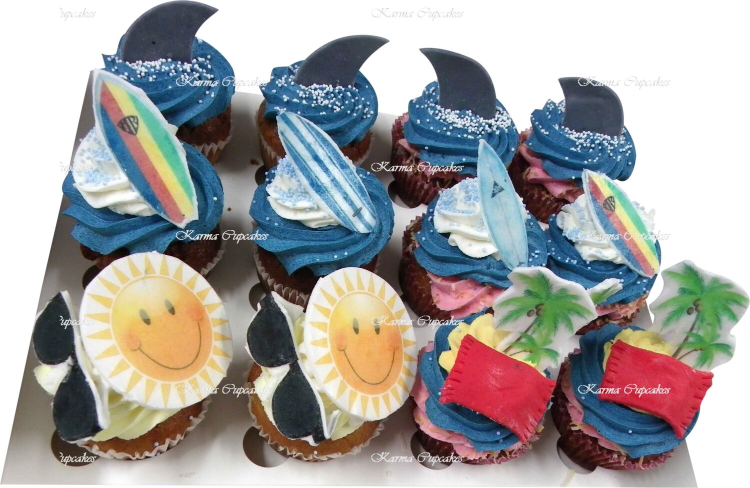 Sun and Surf Cupcakes