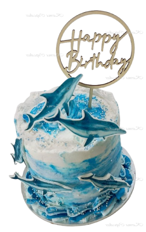 6 inch cake with Dolphins and Ocean theme