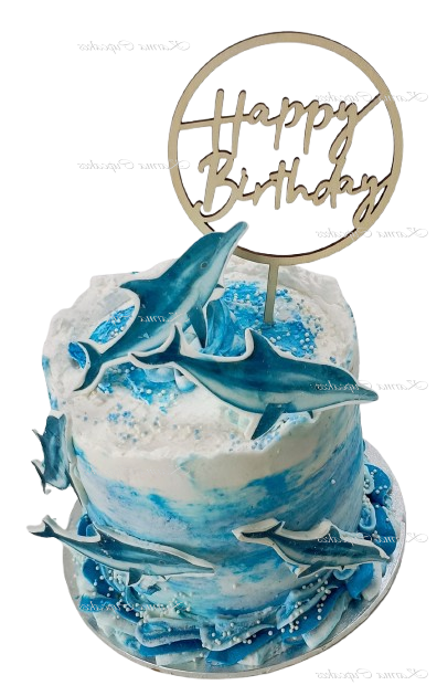 6 inch cake with Dolphins and Ocean theme