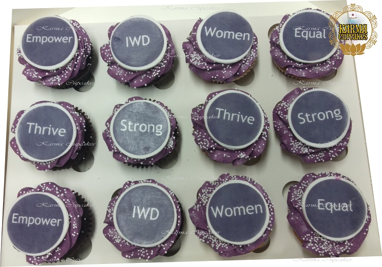 International Women's Day Cupcakes with Round Logo