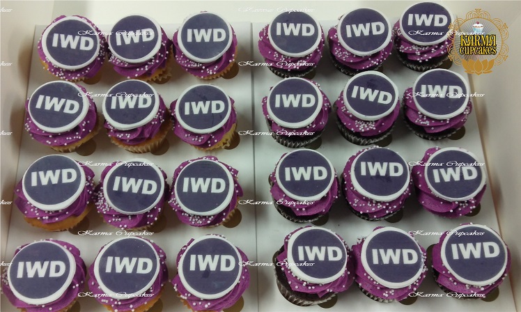 International Women's Day Mini Cupcakes with Round Logo