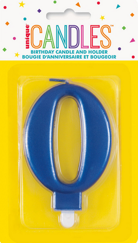 Metallic Blue Candle Number 0
