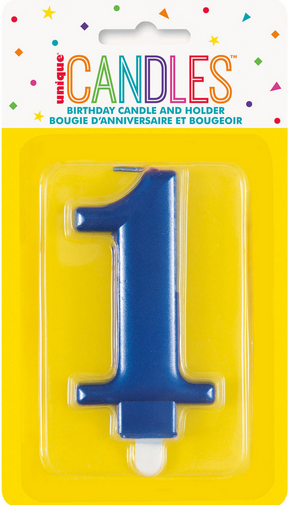 Metallic Blue Candle Number 1