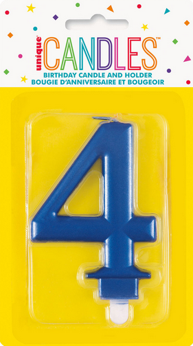 Metallic Blue Candle Number 4