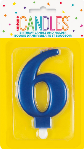 Metallic Blue Candle Number 6