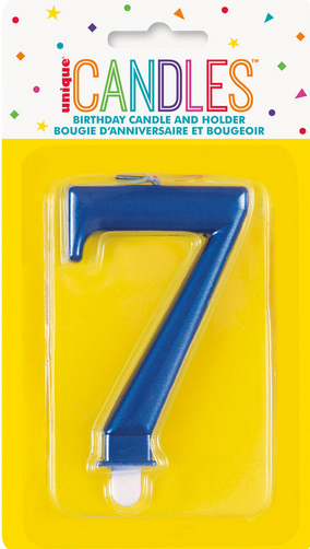 Metallic Blue Candle Number 7