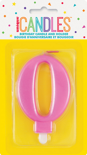 Metallic Pink Candle Number 0
