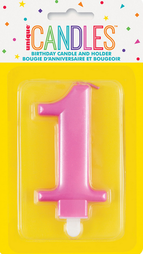 Metallic Pink Candle Number 1