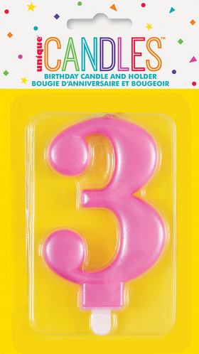 Metallic Pink Candle Number 3