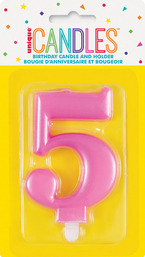 Metallic Pink Candle Number 5