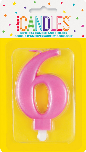 Metallic Pink Candle Number 6