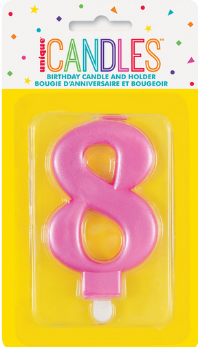 Metallic Pink Candle Number 8