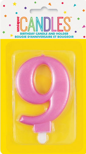 Metallic Pink Candle Number 9