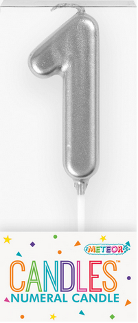 Silver Mini Candle Number 1