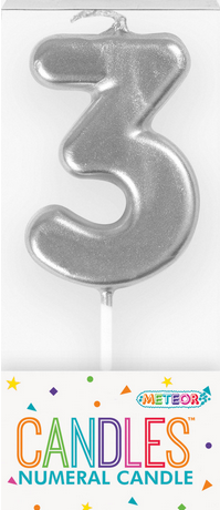 Silver Mini Candle Number 3