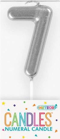 Silver Mini Candle Number 7