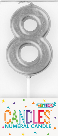 Silver Mini Candle Number 8