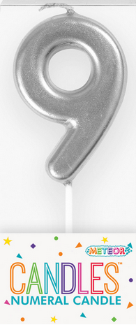 Silver Mini Candle Number 9