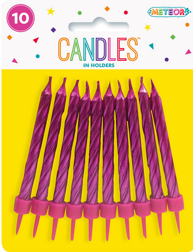 10 Hot Pink Candle Set