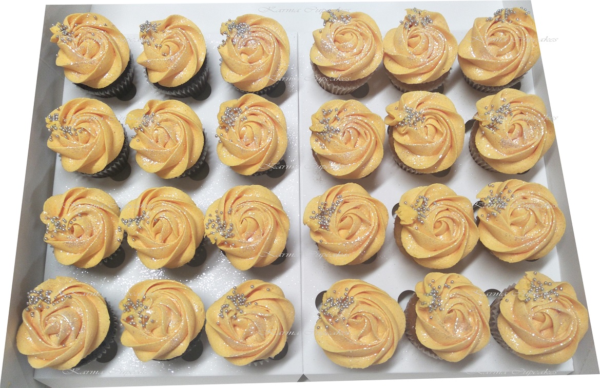 MINI Yellow Rose Swirl R U Ok? Cupcake -Vanilla/Chocolate - Minimum 12