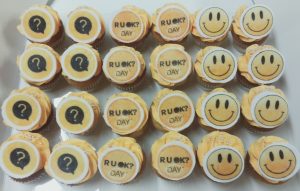 Regular size R U Ok? Smiley face and ? Vanilla/Chocolate cupcakes- Minimum 6