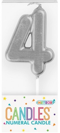 Silver Mini Candle Number 4