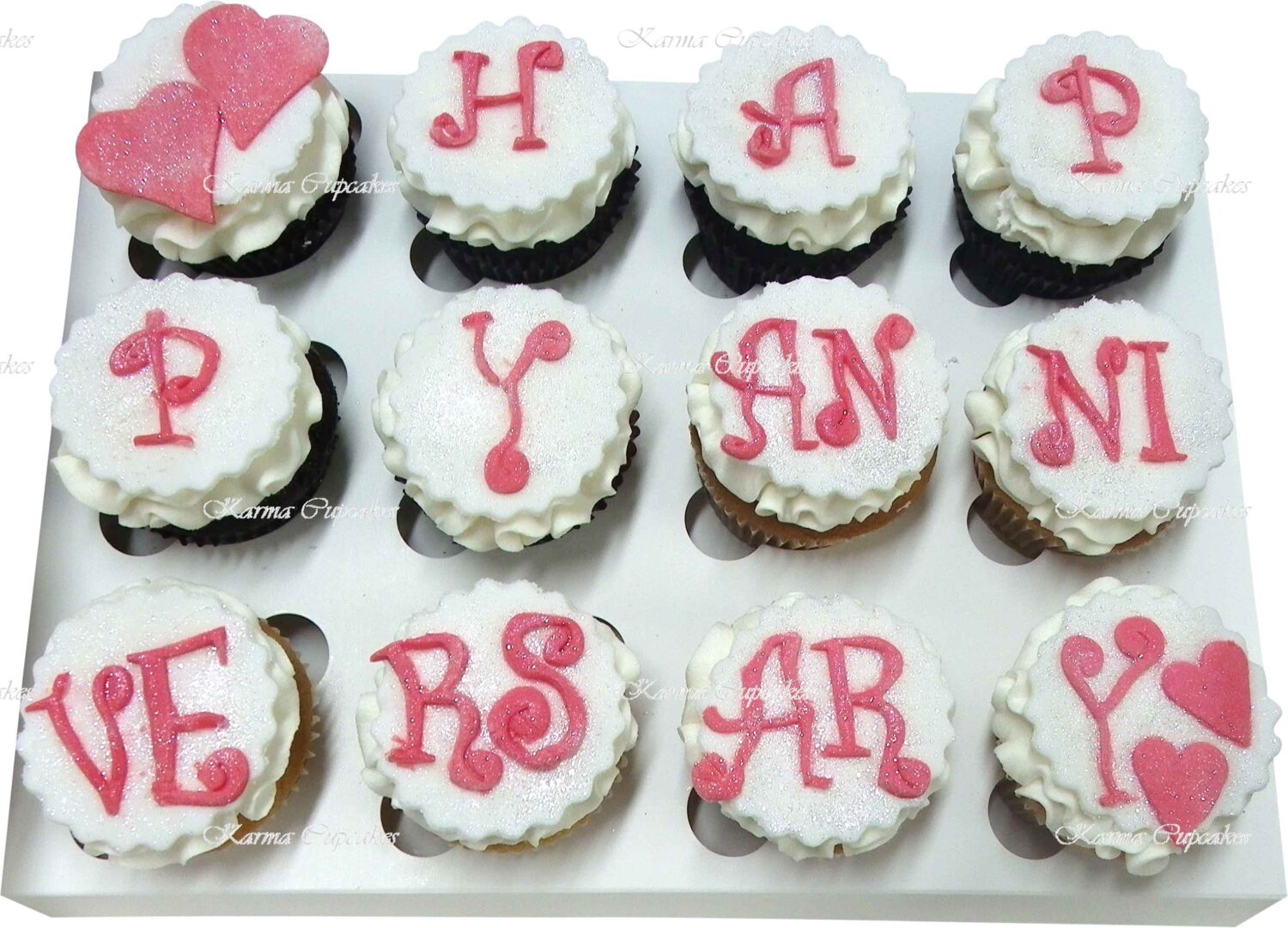Anniversary Heart Cupcakes - Pack of 12
