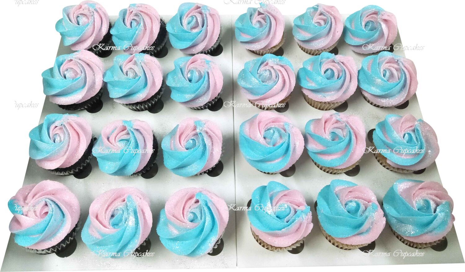 Baby Shower Pink and Blue Swirl Mini Cupcakes