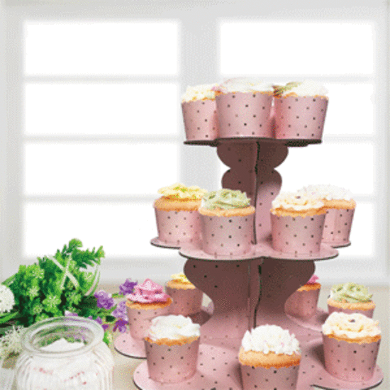 Pink with Gold Dots 3 Tiers Cake Stand