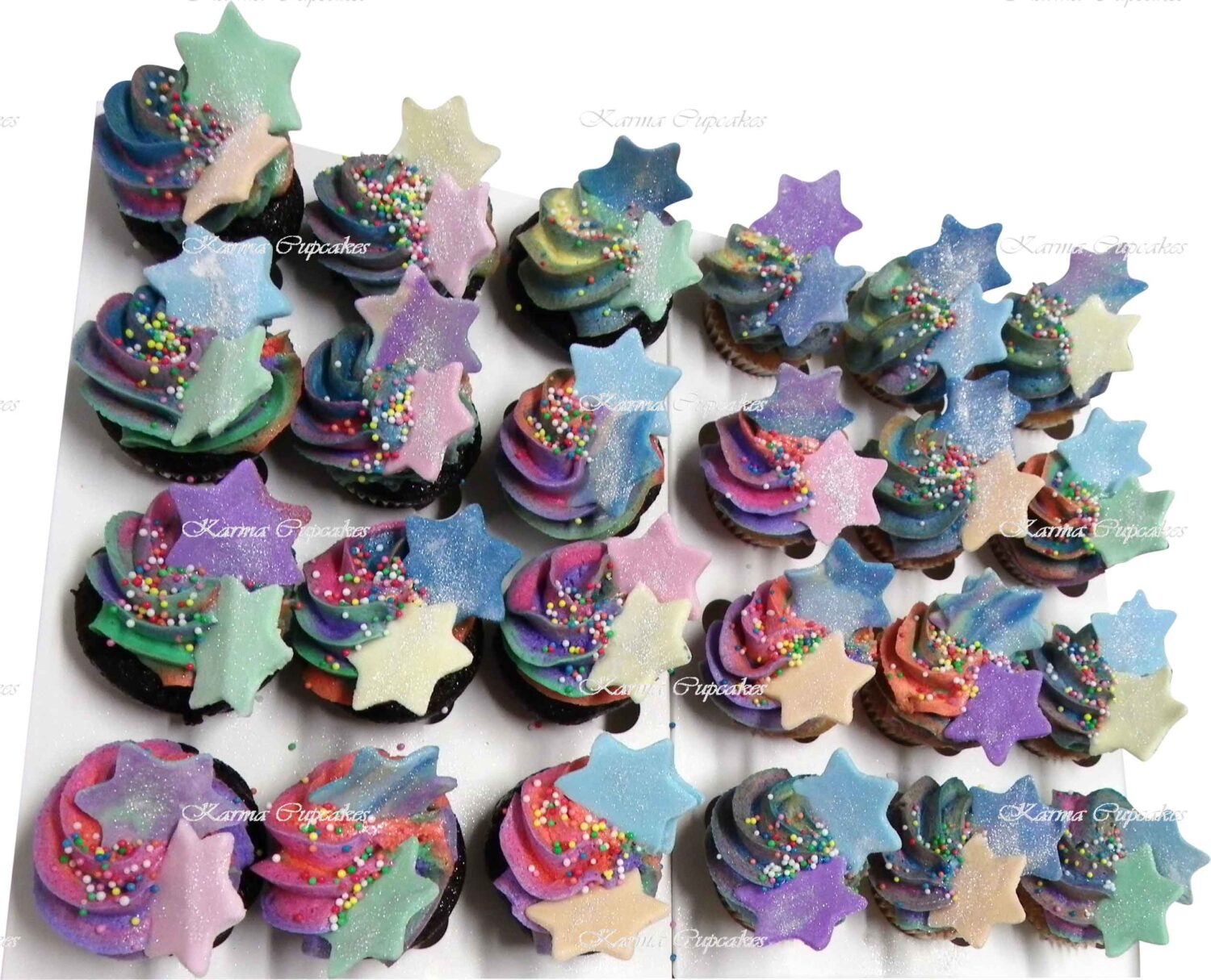 Rainbow-mini-cupcakes-with-sparkly-suger-edible-stars-copy