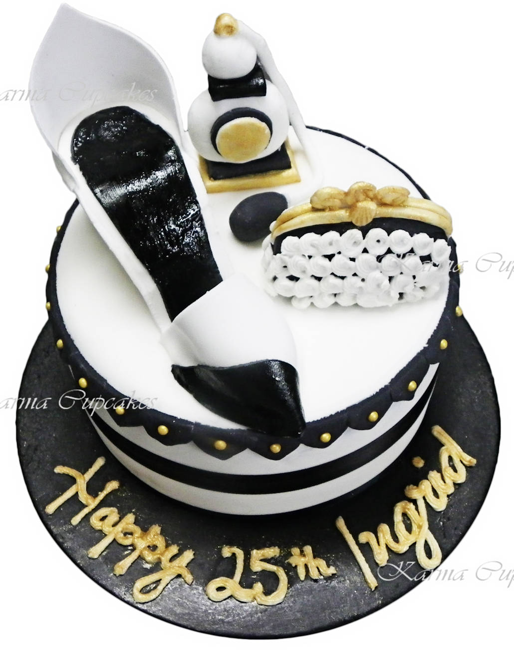 Shoe and purse birthday cake 3D sugar pieces copy