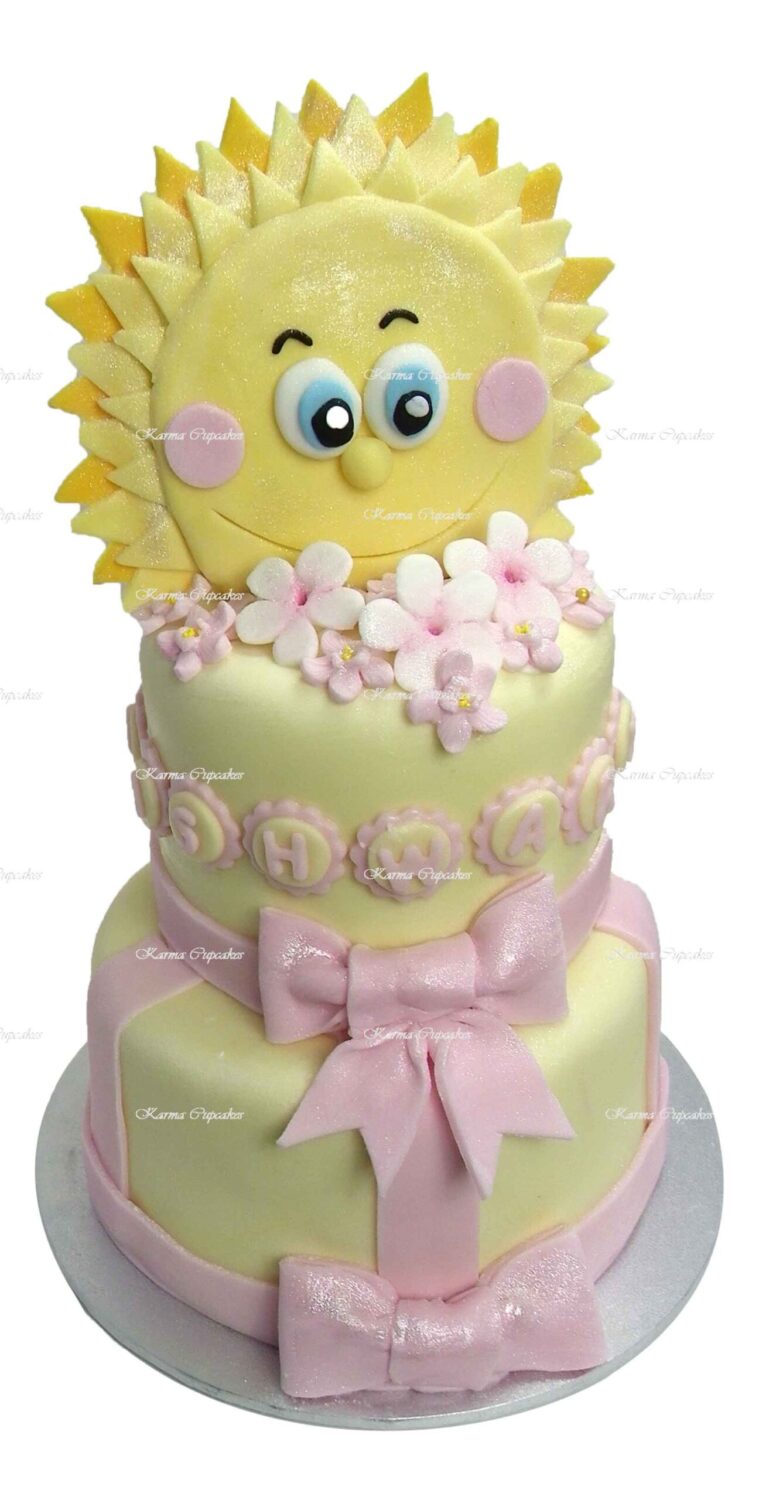 Sunshine Baby Shower Cake with Fondant Bows