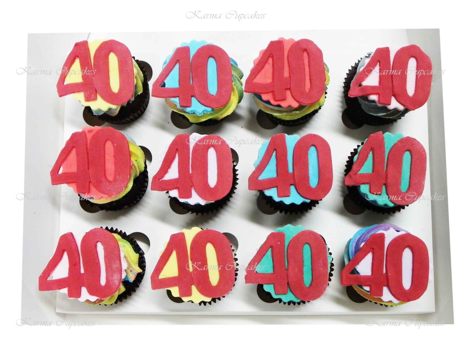 Birthday Cupcakes with Fondant Handcut Number - choose your own colours