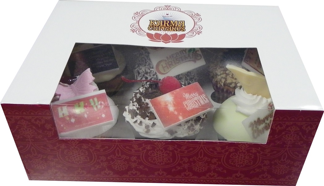 Choose your own 6 Gourmet Cupcakes with an edible Christmas Message