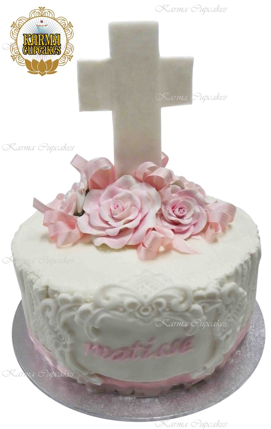 Baptism or Christening fondant iced Cake - Choose your colour