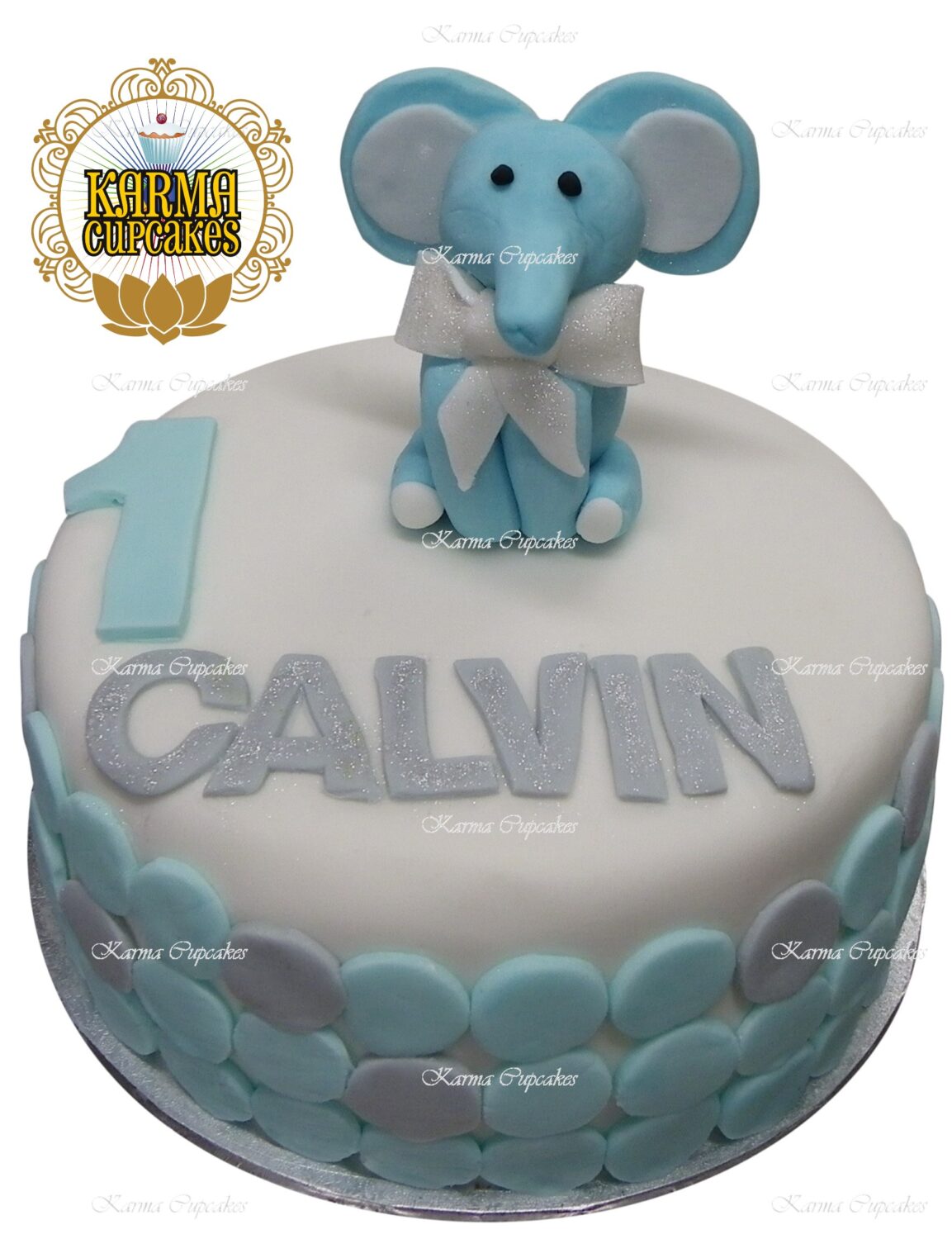 Children's Birthday or Baby Cake fondant iced with Elephant