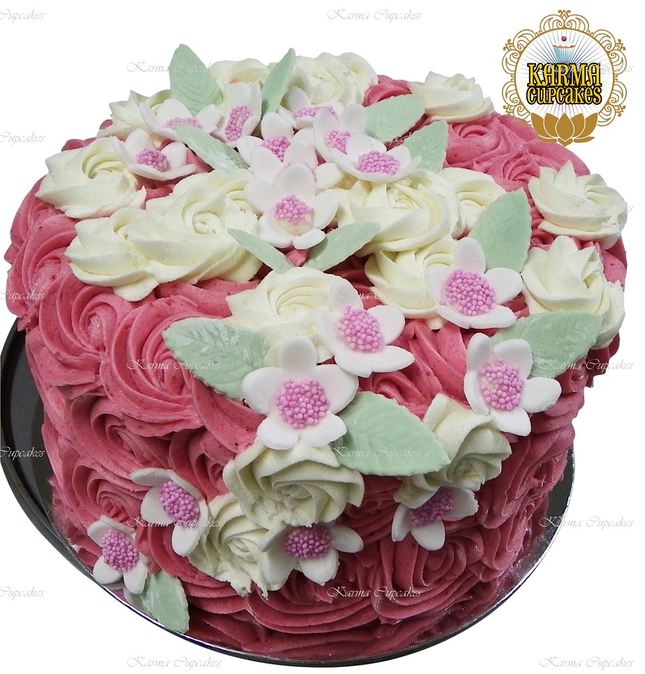 8″ Pink Rose Swirl Cake