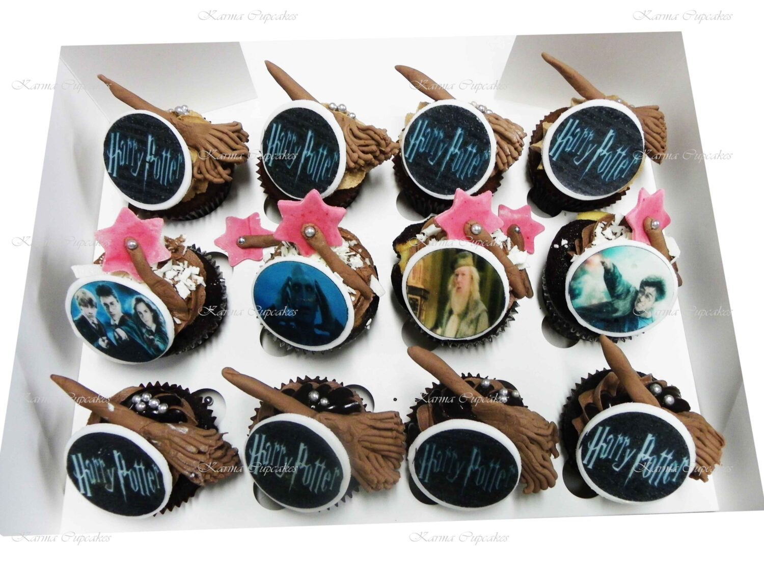 Harry Potter Cupcakes with broom and edible image