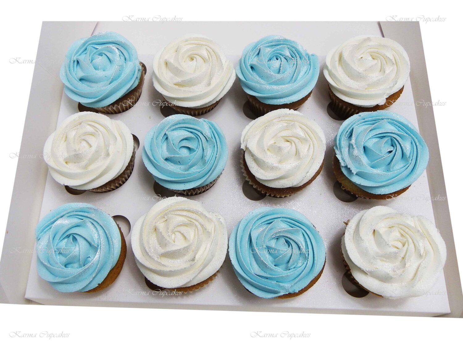 Classic Rose Swirl Cupcakes with Silver Dusting- Choose a colour of your choice