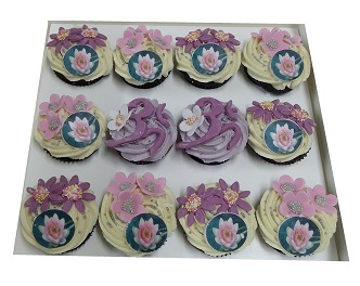 Lotus Flower and Omm Symbol Cupcakes