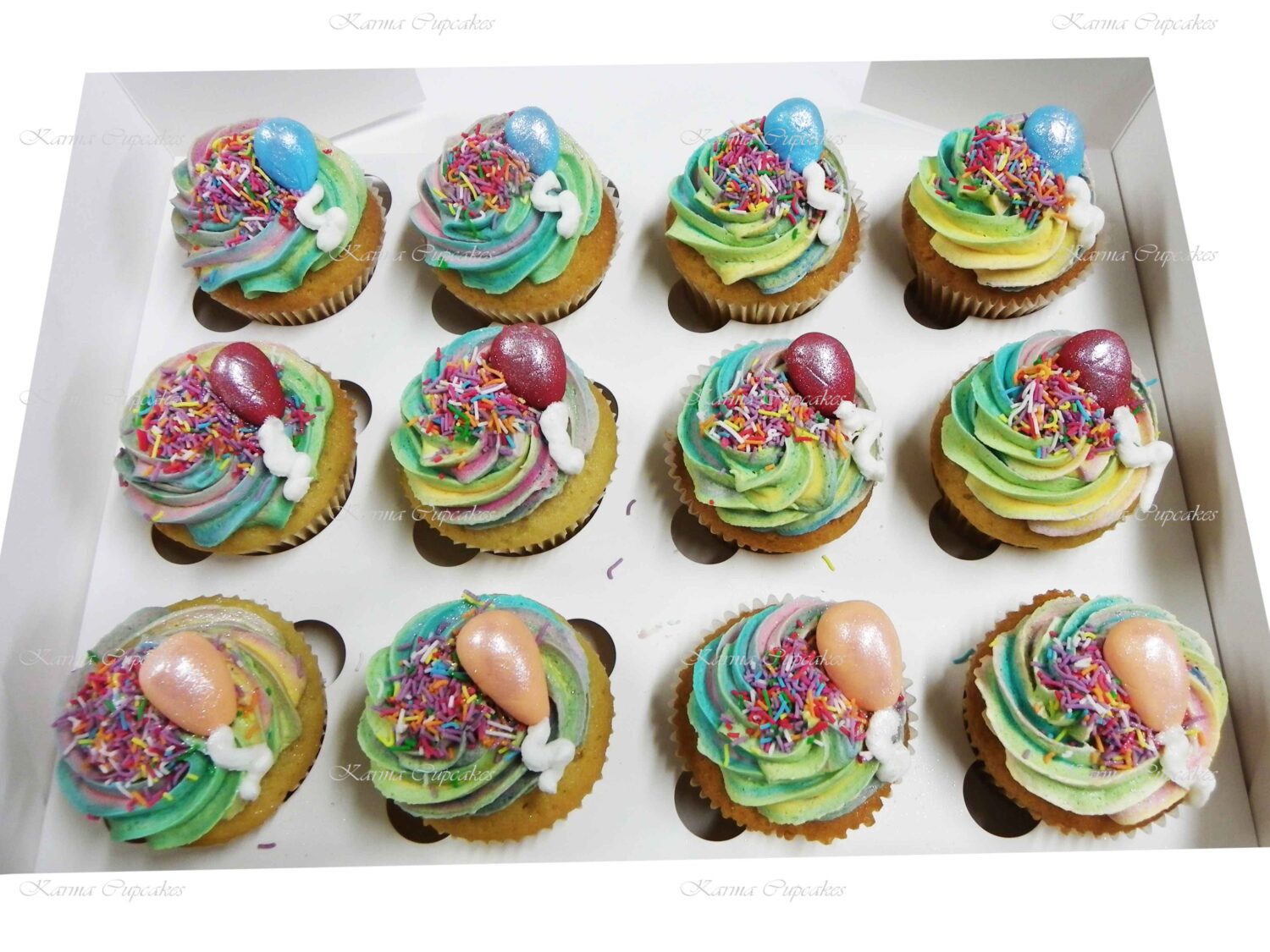 Rainbow Cupcakes with Edible Balloons